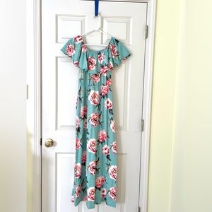 Stilletto’s Floral Sea Foam Green Maxi Dress